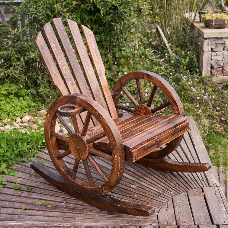 Wooden rocking outlet chair for garden